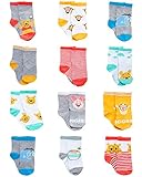 Disney Baby Boys’ Socks - 12 Pack Mickey Mouse, Lion King, Toy Story (Newborn/Infant), Size Age 0-6M, Pooh/Tiger/Pig/Egor