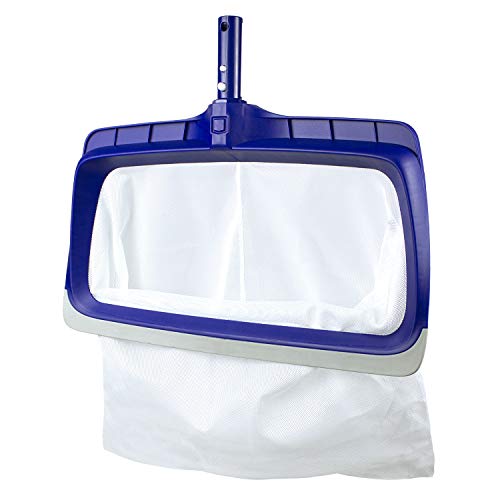 Poolmaster Deluxe Heavy Duty Vinyl Liner Swimming Pool Rake with Rubber Bumper for Above Ground or In Ground Pools, Blue & White - Thumbnail 2