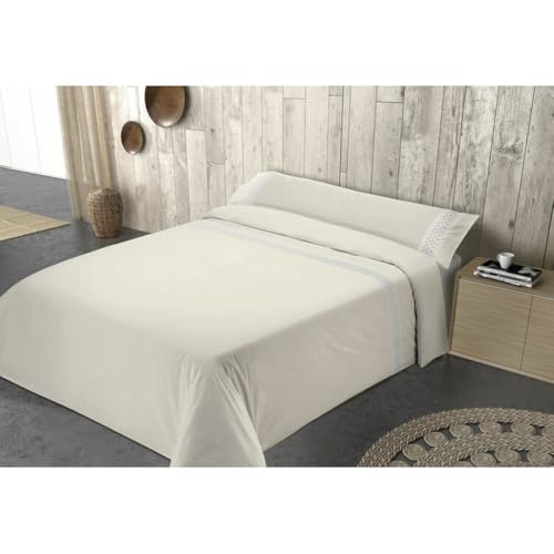 Pierre Cardin® Funda Nórdica 3 Piezas, 150 cm, 100% Algodón, Gramaje 120g/m², 144 Hilos, Funda de Almohada 45 x 85 cm, Cierre de Solapa, Cama de 150, Elisa Beige