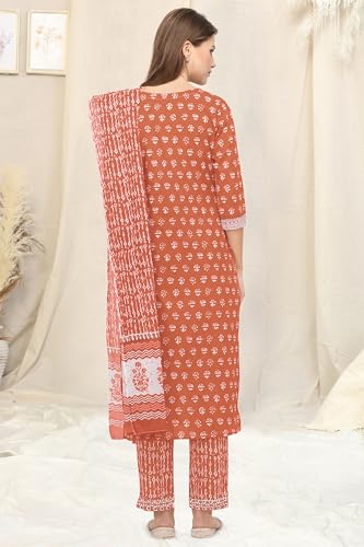 Image of MIRCHI FASHION Pure Cotton Straight Kurta Set with Dupatta | 3 Piece Ethnic Kurta Pant Set Office Wear Salwar Kurta Set for Women