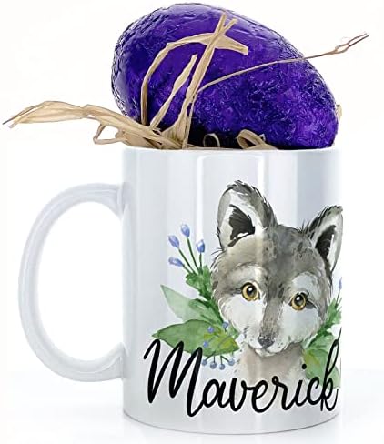 Hairyworm Personalised Mug and Milk Chocolate Easter Egg Gift Set, Customised with Name/Number/Text, (11oz) White Mug with Red Football Shirt, Football Mug