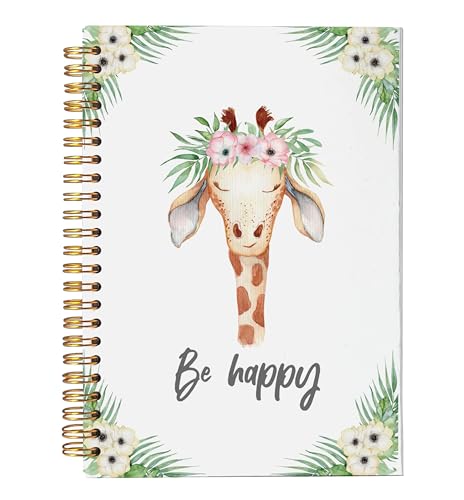 Carnet à spirale VNWEK Be Happy Baby girafe format 14 x 21 cm pour notes