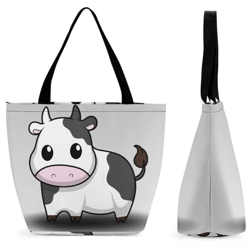 Sac de shopping pour voyage au motif de vache et grand format épaule