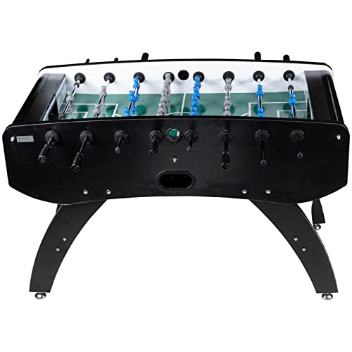 RAMROXX Fußball Tischkicker Profi Schwarz grünes Spielfeld Figuren Blau Grau 80kg – Bild 3