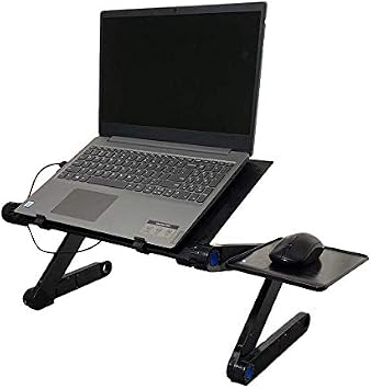 Adjustable Laptop Cooling Stand, Ergonomic Lap Desk Bed Couch Table, Laptop Stand Computer, Portable Laptop Workstation Notebook Stand Reading Holder, USB Fan, Mouse Pad, Riser Desk Table TV Bed Tray