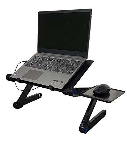 Soporte de laptop ajustable con ventilador USB y mouse pad miniatura 1