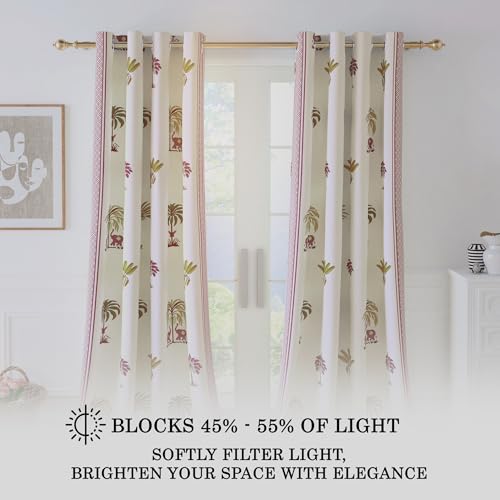 Image of Story@Home Combo Curtains of Cotton & Sheer | Semi Long Door Curtain 8 Feet Long Set of 3, Semi Long Door Light Filtering Layered & Sheer Curtain | Combo Panels, 116 X 242 Cm | White & Maroon /Mustard