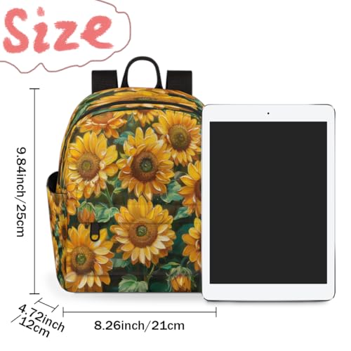 Sunflower Fields Watercolors Backpack for Women Large Capacity with Adjustable Pressure Relief Strains Lightweight Travel Backpack for Work Travel Casual Gifting4