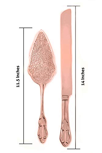 Strova Rose Gold Wedding Cake Server Set – Vintage Cake Cutting Knife And Server For Event Use #TOP6