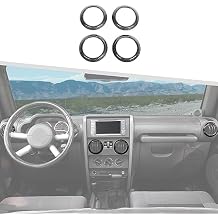 Jimen Compatible with Jeep Wrangler JK & Unlimited 2007-2010, 4PCS Center Console Dash Air Conditioning Outlet Cover AC Vent Ring Interior Trim Accessories Carbon Fiber