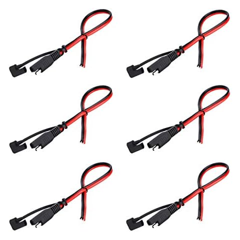 SAE Connector DC Power Extension Cable 16 AWG Automotive Battery Quick Disconnect Pigtail Wire Harness with Dust Cap (6 Pcs 1.2 Foot) Cover