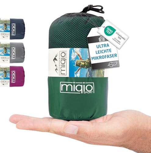 MIQIO Sport 2-in-1 Sleeping Bag Liner and XL Sized Travel Sheet - Ultra Lightweight Sleep Liner Double Travel Bed Sheet Inlett Inlay - Green Zipper Left