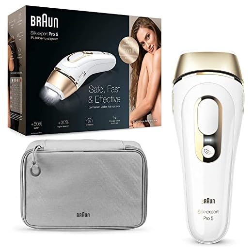 Braun Silk-Expert Pro 5 Pl5014 IPL-Hårborttagningsapparat för Kropp och Ansikte, Vit/Guld