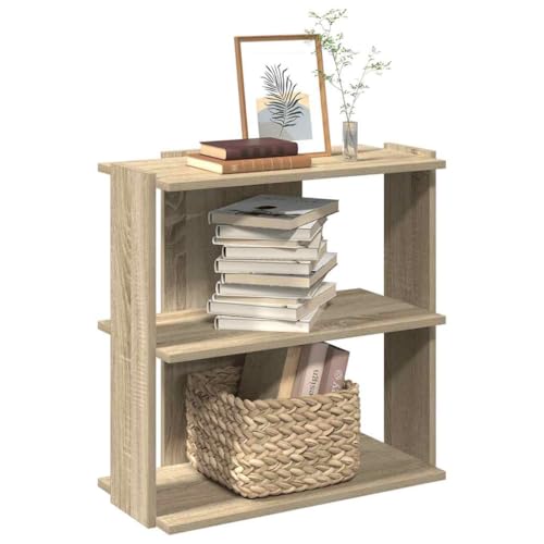 SooIarix Estantería de roble Sonoma, 60 x 30 x 60 cm, material de madera, 3 estantes, estantería moderna para salón, oficina, dormitorio, versátil