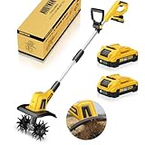 Alloyman 耕運機 家庭用 充電式耕うん機 【2025新登場】2個2.0Ahバッテリーセット 20V 耕幅255mm/耕深220mm コードレス 小型 軽量 組み立て簡単 家庭菜園 水田畑 農業土耕す 日本語取扱説明書付き イエロー