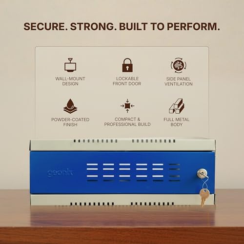 Image of Geonix 2U DVR Rack | Wall Mount Network Server Rack | NVR Cabinet Box with Lock | 0.4 mm Metal Thickness