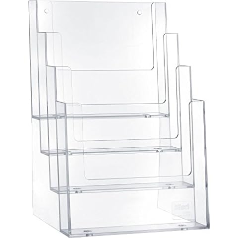 helit H2352202 - Tischprospekthalter 4 Pockets for DIN A5 Portrait - Transparent Cover