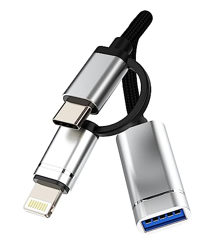 for iPhone OTG Cable Adapter(2in1) USB-A Female to USB C Lightning Male Converter for iPhone15 Pro Max Plus for iPad Air Mini 3.0 Dongle Thunderbolt Camera Mouse Cord Compatible for Samsung