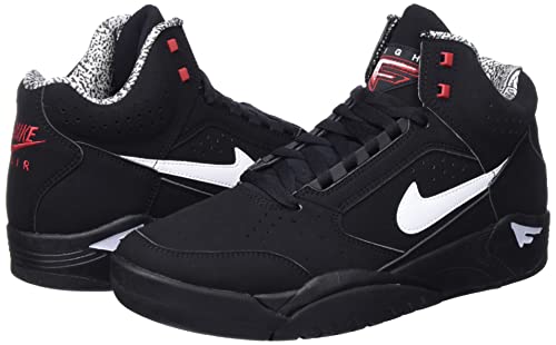 Nike Men's Air Flight Lite MidSneaker, Black White Varsity Red, 8 UK