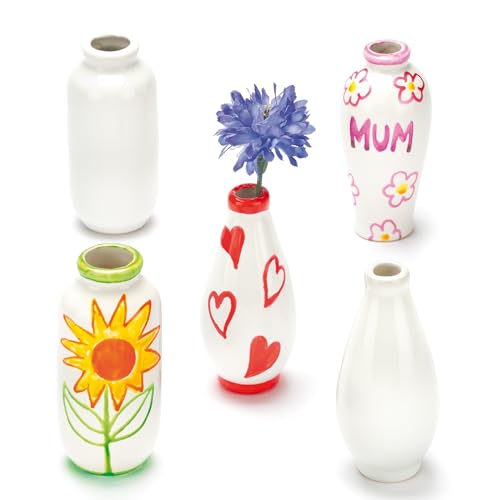 Baker Ross EC192 Mini Vases en Porcelaine Assortis