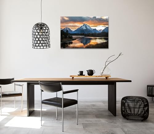 SKASNFAI Grand Teton National Park Canvas Wall Art Mountain Landscape Print Picture Framed Nature Wall Decor for Living Room Office (12L x 16W) - Image 4