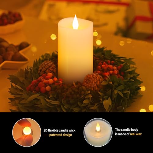 Image of Flameless LED Candles 3 inchx6 inch Set of 1, Battery Operated with Remote & Timer, 600-Hour on 2 AA Batteries, Flickering Realistic Flame, Ivory for Indoor /Outdoor