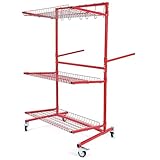 KUAFU Mobile Car Storage Rack Auto Body Parts Management Storage Cart Standing Shelf Red
