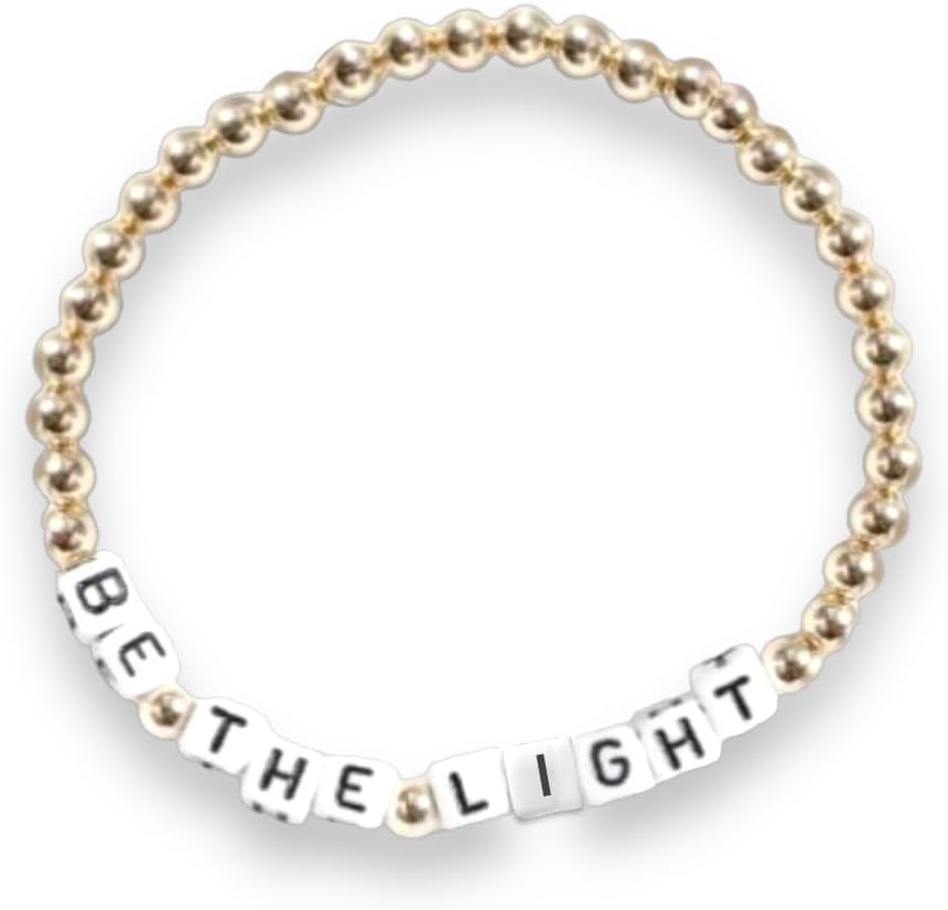 Be the Light Bracelet - Word Bead Bracelet - Custom Bead Bracelet - Gold Bead Bracelet