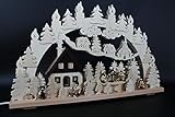  Rudolphs Schatzkiste Beleuchteter Schwibbogen mit Winterfiguren und Vogelhäuschen Größe =70x43cm NEU Erzgebirge Leuchterbogen Lichterbogen