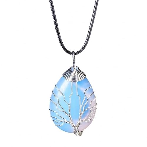 ����̓V�R�N���X�^�� �c���[ �I�u ���C�t �y���_���g ���C���[�ŕ�܂ꂽ�e�B�A�h���b�v �G�l���M�[ �X�g�[�� �l�b�N���X �o�����X�ƃ|�W�e�B�u���̂���(Opalite [White Wire])