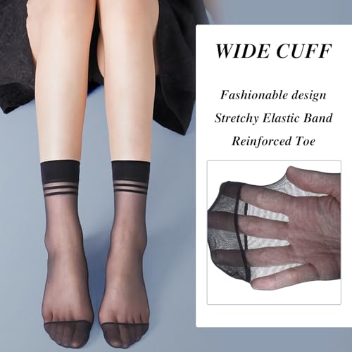 12 Pairs Ankle Stockings for Women Sheer Thin Nylon Socks Breathable Silk Socks with Reinforced Toe4