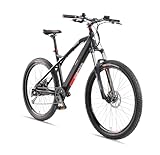 TELEFUNKEN E-Bike Mountainbike Elektrofahrrad Alu, 9 Gang Shimano Kettenschaltung - Pedelec MTB 27,5 Zoll, Hinterradmotor 250W, Scheibenbremsen, Anthrazit Rot, Aufsteiger M924