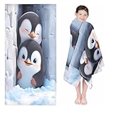 SMchwbc Pinguin Strandtuch 90x180Cm Pinguin Badetuch Strandlaken Handtücher Badetuch Groß 100x200cm Microfaser Somme Handtücher Für Reisen
