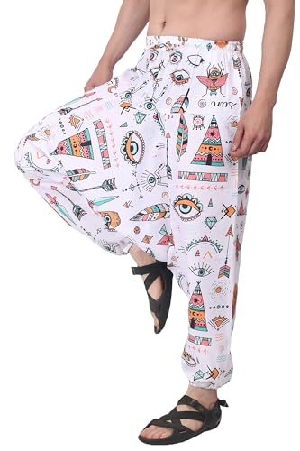 Image of Whitewhale Men's Cotton Solid Harem Pants Yoga Trousers Hippie Pant