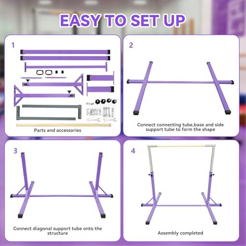 FBSPORT reckstange Outdoor Indoor Kinder turnreck turnstange gymnastikstange,13 Höhenverstellbar Gymnastik Bar Horizontale Bar mit Gymnastik Ringe,Training Fitnessstudio Bar Gymnastik Trainingsgeräte
