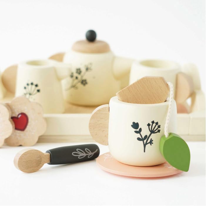 Le Toy Van - Wooden Tea Set & Tray, Multicoloured, child-size - Image 2