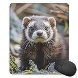 Tappetino per mouse, 25 x 30 cm, tappetino per mouse con furetto peloso, lavabile, con base in gomma antiscivolo, tappetino per mouse da gioco, per ufficio, laptop e casa