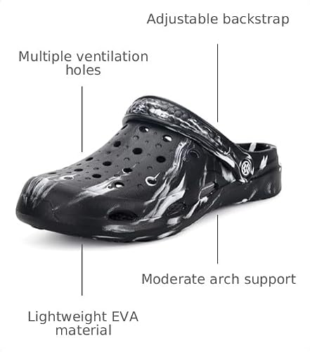 Gaatpot Mens Womens Garden Clogs Arch Black,12-12.5 W/10.5-11 M angle 3