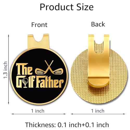 Hafhue The Golf Father Black Gold Golf Ball Marker with Magnetic Hat Clip, Funny Golf Accessories and Golf Gifts for Men Dad Grandpa, Birthday for Golf Fan Golfer Golf Lover