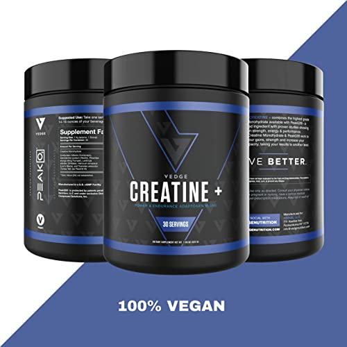 Vedge Nutrition Creatine + | Vegan Plant-Based Creatine Monohydrate Powder | Energy, Performance & Function | Ergogenic Aids For Athletes | Unflavored, 30 Servings #TOP5