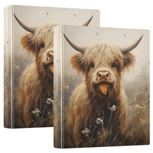 Classeur imprimé à 3 anneaux avec poches intérieures et design vache