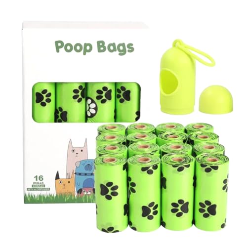 Image of Biodegradable 240 Count Unscented 13 inch x 9 inch Dog Poop Bags Rolls, Leakproof strong Poop Bags for Dogs, Dog Bags for Poop, Dog & Cat Poop Bags Cats Litter, Green