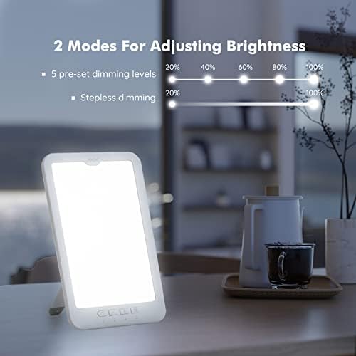 RHM 10,000 Lux SAD Lamp, Light Therapy Lamp with Carry Bag & Stand, SAD Light Box UV-Free Natural Sunlight with 3 Color Temperatures, 5 Brightness Levels, Timer Function & Power-Off Memory
