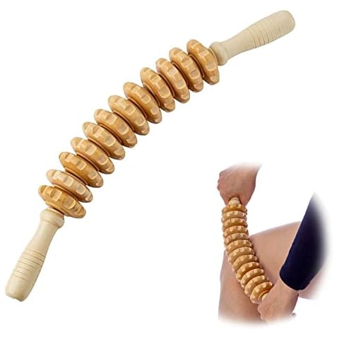 Premium Massageroller Holz, RüCken MassagegeräT Massageroller Roller MassagegeräT Mit Griff, Geeignet FüR Nacken,Beine,RüCken,KöRper Cover