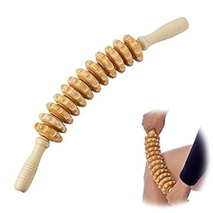 Premium Massageroller Holz, RüCken MassagegeräT Massageroller Roller MassagegeräT Mit Griff, Geeignet FüR Nacken,Beine,RüCken,KöRper