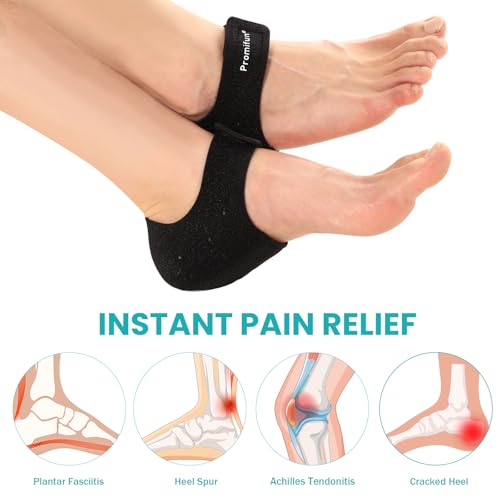 Talonnette Épine Calcanéenne Fasciite Plantaire - Promifun Lot de 1 Paires (2 Pièces) - Semelles de Gel pour Talons - Femmes 41-45 / Hommes 42-48（Noir） – vue 2