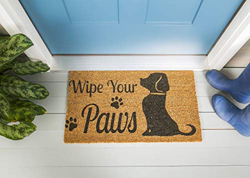 Evergreen Dog Wipe Your Paws Natural Coconut Fiber Coir Floor Mat - 28" W X 16" H #TOP7