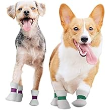 20Pcs Pet Dog Disposable Booties,Waterproof Dirt-Proof Outdoor Puppy Shoes Paw Protection with Adjustable Straps for Small and Medium Dogs M Size