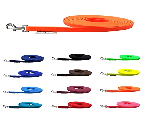 Schleppleine Biothane Hundeleine kleine Hunde 9mm 3m / 5m / 10m / 15m Hundeleine Biothane (2m MIT Handschlaufe, Neonorange)