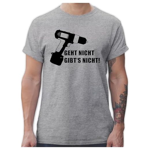 Handwerk - Akku-Bohrer - Geht Nicht, gibt's Nicht! - M - Grau meliert - Statement - L190 - Tshirt Herren und Männer T-Shirts